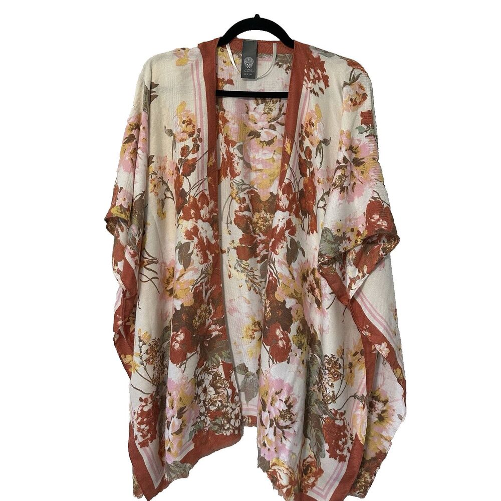 Vince Camuto Kimono Floral Roses Cover Up One Size fits Most - Picture 5 of 10
